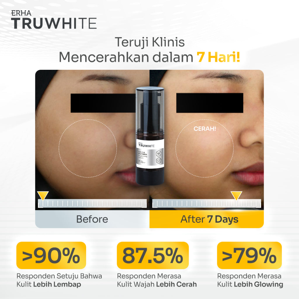 Truwhite Brightening Serum with Ethyl Vit C/Vitamin C & Peptides – 20ml | Cerah, Plumpy, Glowing, cocok untuk kulit Normal/Sensitif/Jerawat