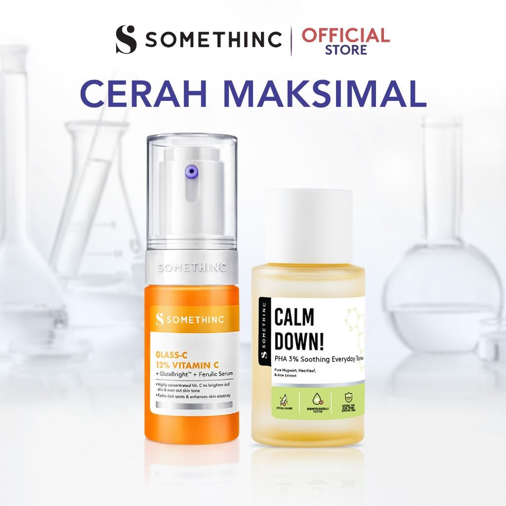 SOMETHINC [2 PCS] New Serum + Toner Combo (Gentle Bright Niacinamide + Alpha Arbutin Serum, Glass-C 12% Vitamin C+ GlutaBright™ + Ferulic Serum, Acne Treatment 2% Salicylic Acid Serum)