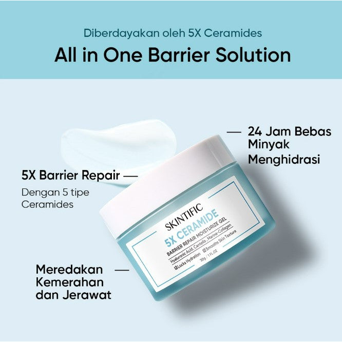 SKINTIFIC 5X Ceramide Barrier / Niacinamide Moisturizer Gel 6g TRAVEL SIZE | Cream Pemutih Wajah Calming Whitening Brightening Dark Spot
