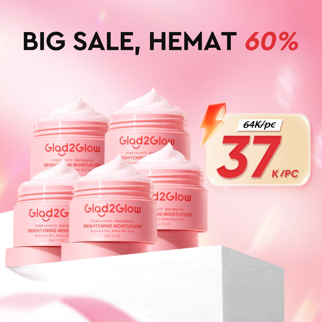 Glad2Glow Pomegranate Niacinamide Brightening Moisturizer Mencerahkan Pemutih Kulit Gel Pelembab Bercahaya Krim Siang dan Malam Perawatan Kulit Ekstrak Delima Asam Lemak Asam Delima Pelembab Esensi Wajah Perawatan Kulit  Pembersih  g2glow official store