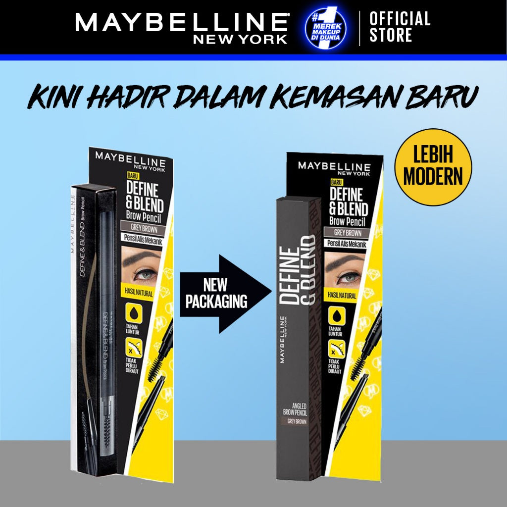 MAYBELLINE OFFICIAL Define And Blend Mechanic Eyebrow Pencil Make up - 0.16gr - Grey Brown (Pensil Alis Untuk Alis Tampak Tebal & Natural)
