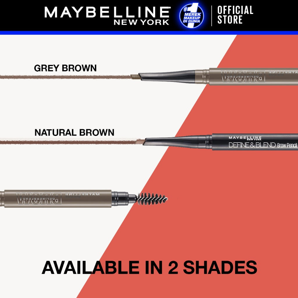 MAYBELLINE OFFICIAL Define And Blend Mechanic Eyebrow Pencil Make up - 0.16gr - Grey Brown (Pensil Alis Untuk Alis Tampak Tebal & Natural)