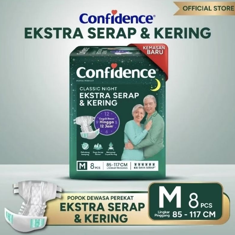 Confidence Classic Popok Perekat Dewasa Malam M8 L7 XL6 Pcs