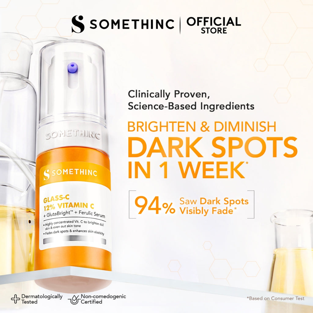 SOMETHINC - Serum Series | Glass-C 12% Vitamin C+ | Gentle Bright Niacinamide | Advanced Peeling 20% AHA BHA | Level 1% Retinol | Calm Down Skinpair Barrier | Diamond Glow Phyto | Hyaluronic9+ Advanced | wajah cerah no dark Spot Age Spot Freckles Glowing
