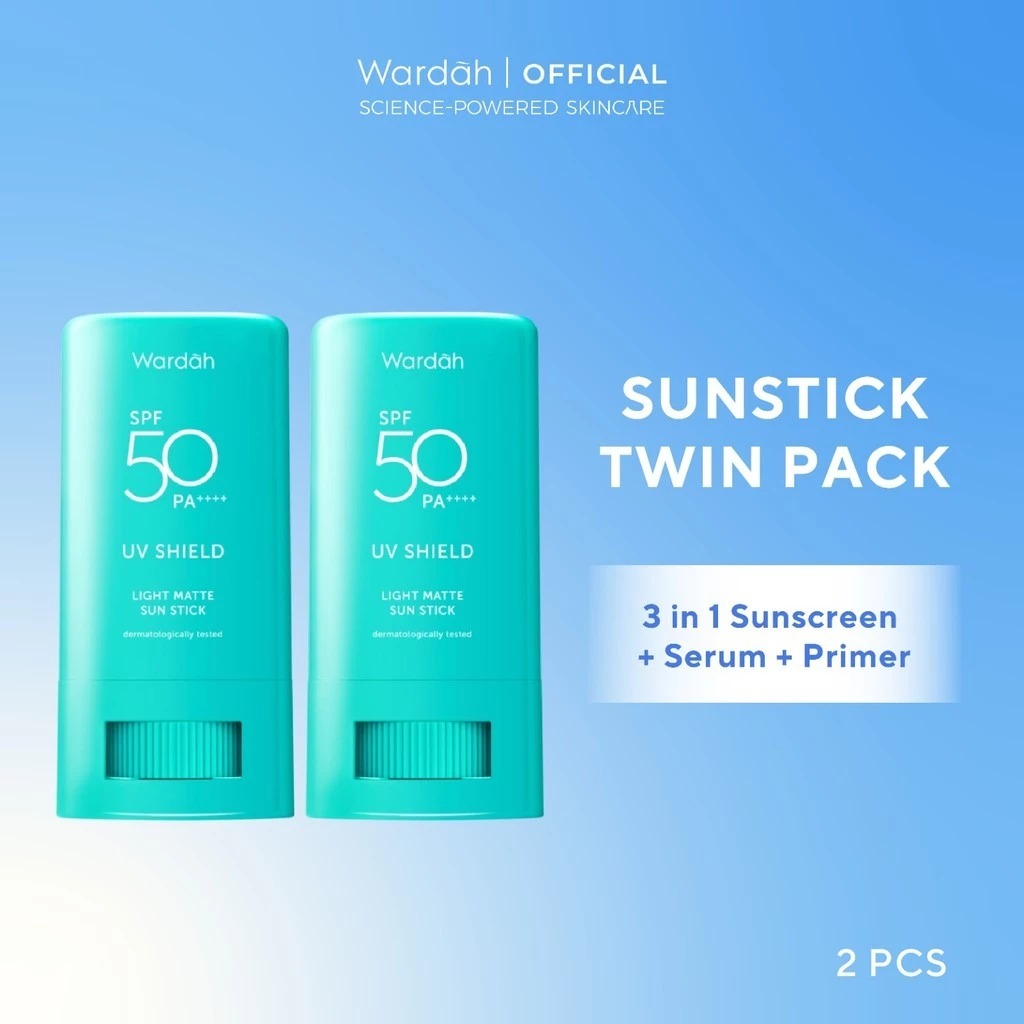 TWINPACK Wardah UV Shield Airy Smooth, Acne Calming, Aqua Fresh, Essential, Tone Up, Physical Sunscreen - Skincare