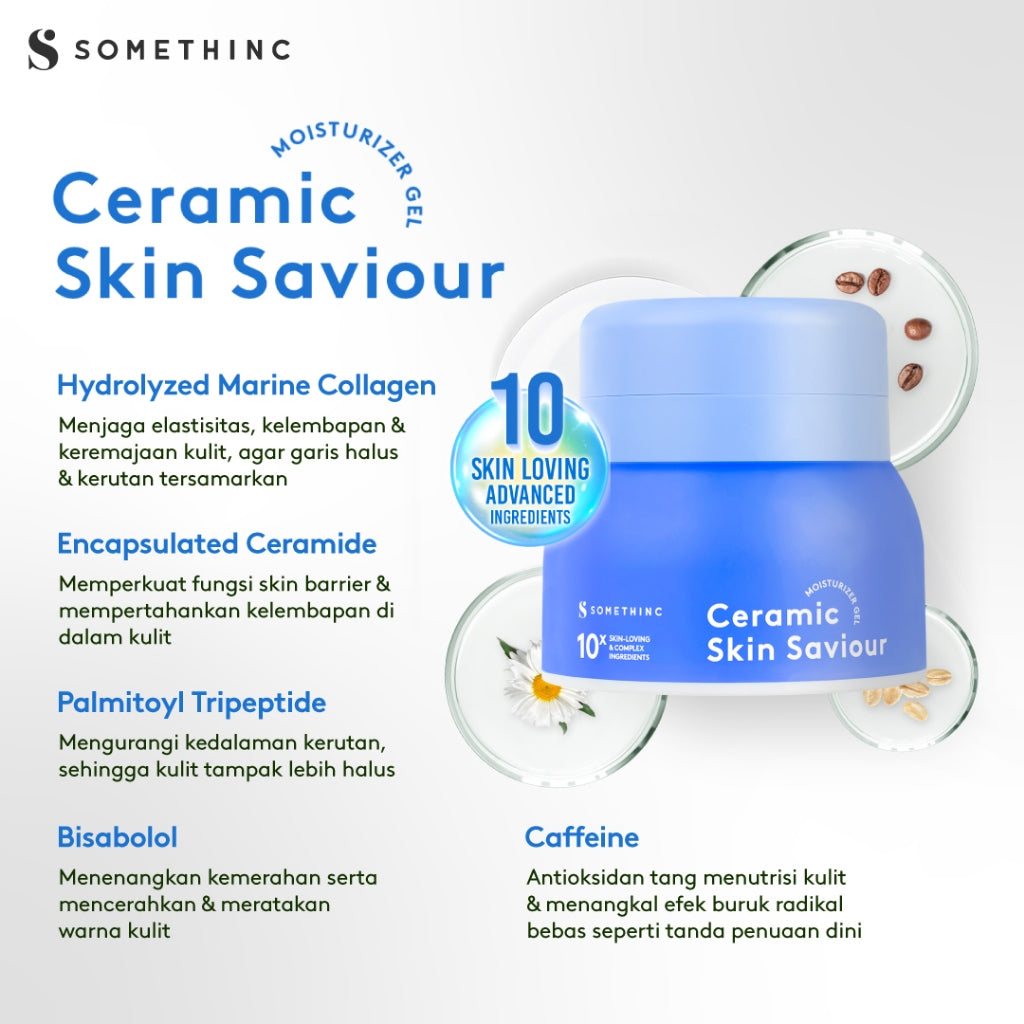 SOMETHINC - Calming & Gel Moisturizer Series | Calm Down/Ceramic Skin Saviour/Supple Power Hyaluronic9+Onsen/ACNEDOT Treatment |  Pelembap untuk Kulit Sensitif Kemerahan Normal Meredakan Kemerahan Memperkuat Skin Barrier Non comedogenic Menghidrasi