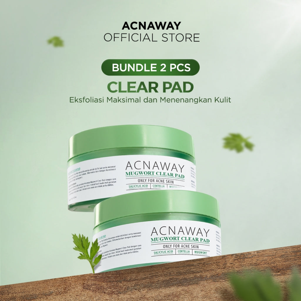 ACNAWAY Mugwort Acne Clear Pad Exfoliating – Exfoliation Pad untuk Kulit Sensitif & Berjerawat Eksfoliasi Kulit Angkat Komedo Sel Kulit Mati & Minyak Berlebih Acne Pad Exfo Pad Penghilang Komedo & Jerawat Blackhead Removal