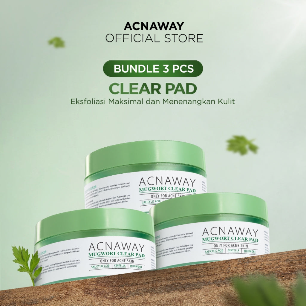 ACNAWAY Mugwort Acne Clear Pad Exfoliating – Exfoliation Pad untuk Kulit Sensitif & Berjerawat Eksfoliasi Kulit Angkat Komedo Sel Kulit Mati & Minyak Berlebih Acne Pad Exfo Pad Penghilang Komedo & Jerawat Blackhead Removal