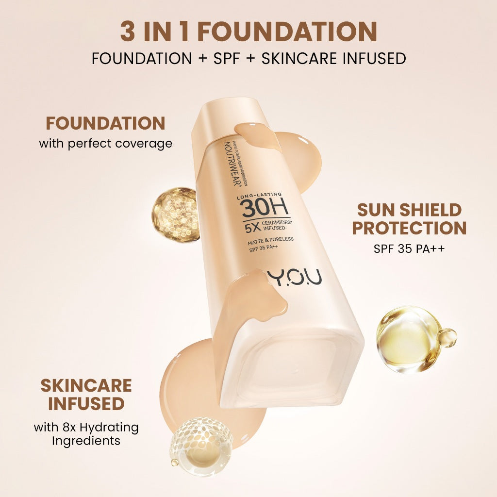 [NEW UPGRADE] YOU NoutriWear+ Perfect Cover Liquid Velvet Liquid Foundation Foundation Dengan Sunscreen High Coverage SPF 35 Velvet Matte Finish