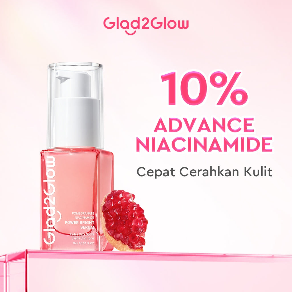 Glad2Glow Pomegrante Niacinamide Power Bright Serum Brightening Serum Mencerahkan Wajah Pemutih Wajah Serum Wajah Serum Glowing Serum Whitening Serum And Essence Wajah Facial Serum Niacinamide Serum Lightening Serum G2G Serum Bekas Jerawat Serum Wajah
