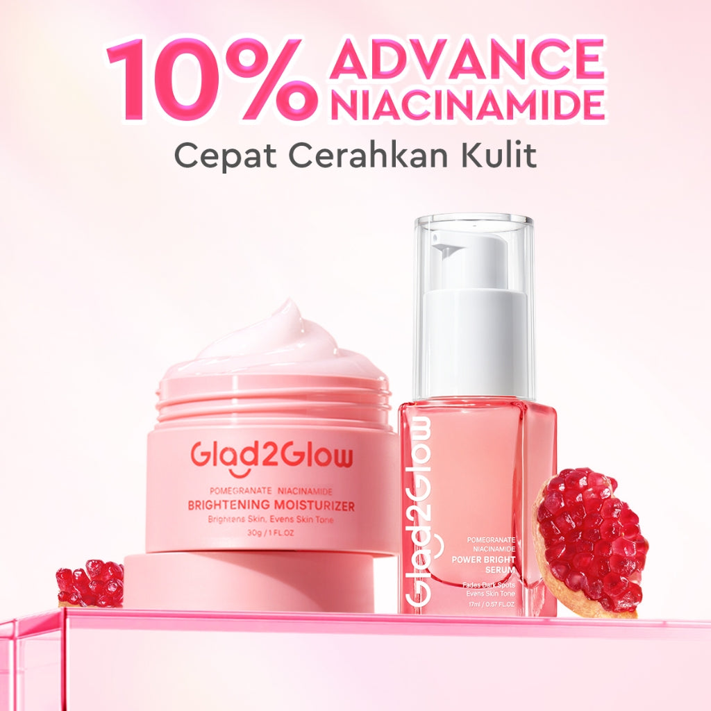 Glad2Glow Pomegrante Niacinamide Power Bright Serum Brightening Serum Mencerahkan Wajah Pemutih Wajah Serum Wajah Serum Glowing Serum Whitening Serum And Essence Wajah Facial Serum Niacinamide Serum Lightening Serum G2G Serum Bekas Jerawat Serum Wajah