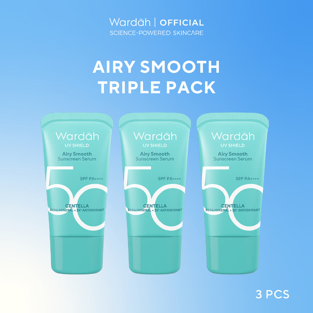 [TRIPLE PACK] Wardah UV Shield Sunscreen SPF 35 SPF 50 Airy Smooth Essential Gel Acne Calming Aqua Fresh Tone Up Physical - Skincare