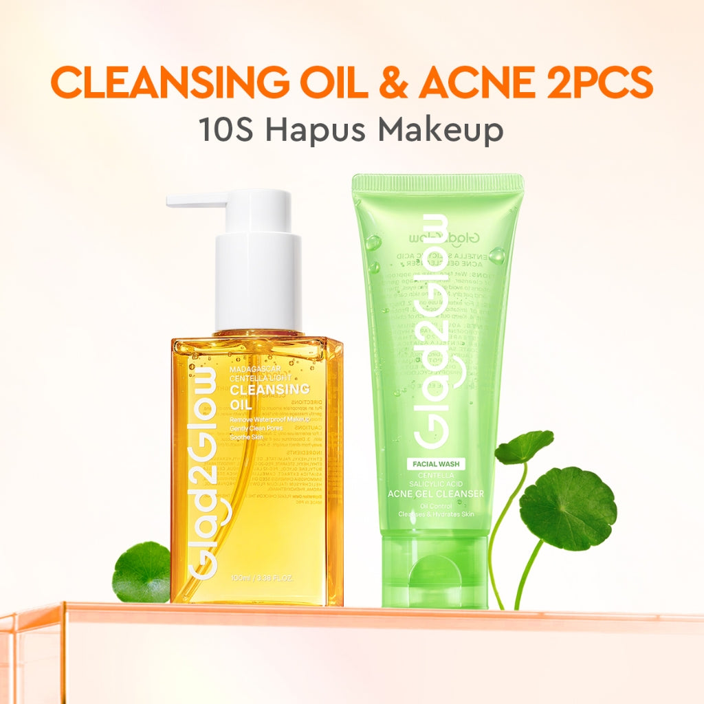 [Ready Stock]Glad2Glow Madagascar Centella Light Cleansing Oil 100ml/200ml micellar water pembersih wajah Penghapus riasan lembut tanpa iritasi Menghapus riasan tahan air dengan cepat dan menyegarkan muka wajah g2glow official store