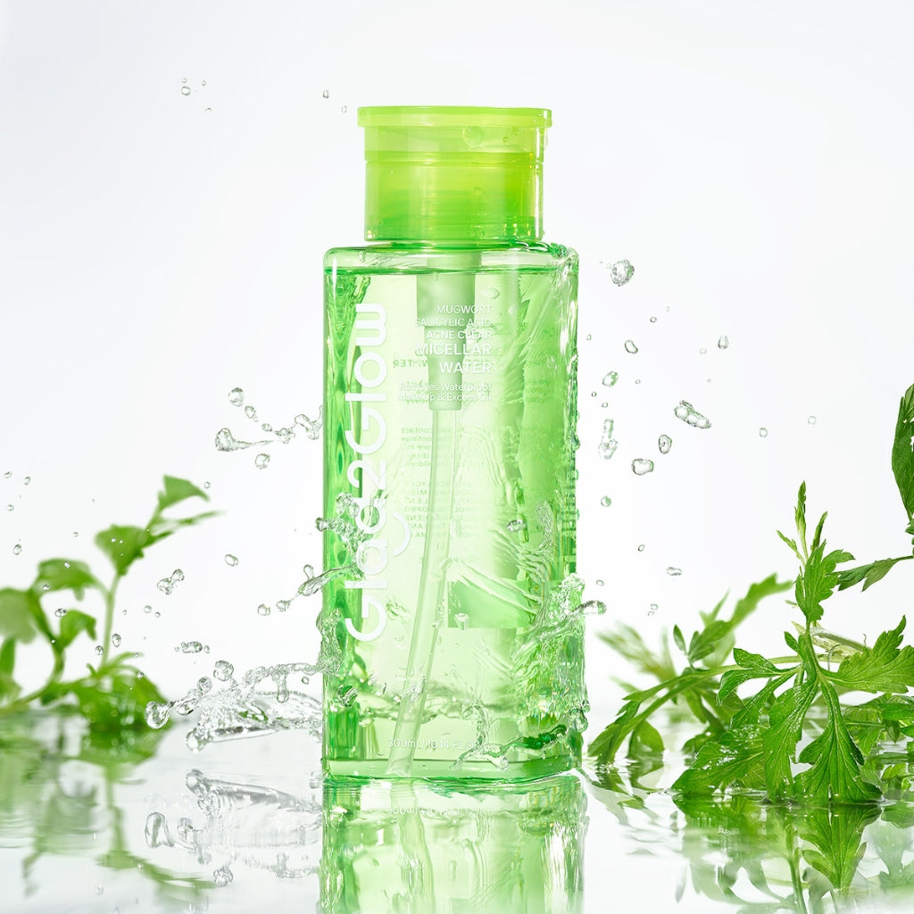 [KHUSUS MEMBER]GLAD2GLOW Mugwort Salicylic Acid Acne Clear Micellar Water 300ml For Acne-Prone Skin/Panthenol Sensitive Care Pembersih Wajah Make Up Remover Cleansing Water Dan Oil-Control Hydrating Jerawat Control  Makeup Waterproof g2glow official store