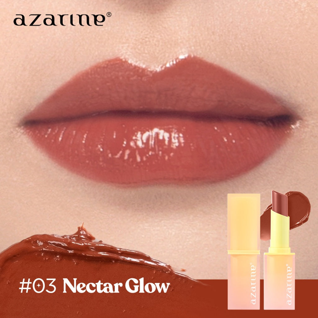 Azarine Glowkiss Sunscreen Lip Balm 3gr Pelembab Bibir SPF 35 PA +++ dengan Ceramide, Peptide, Vitamin C Membantu Mencerahkan Menghidrasi dan Melindungi Bibir dari Sinar UV