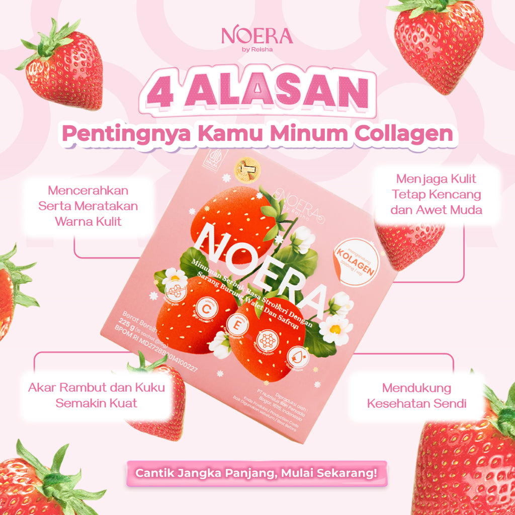 Noera Paket Super Glowing | Collagen Drink Improved Formula + Moisturizing Brightening Body Lotion + Lightening Body Scrub + Bright & Glow Body Serum
