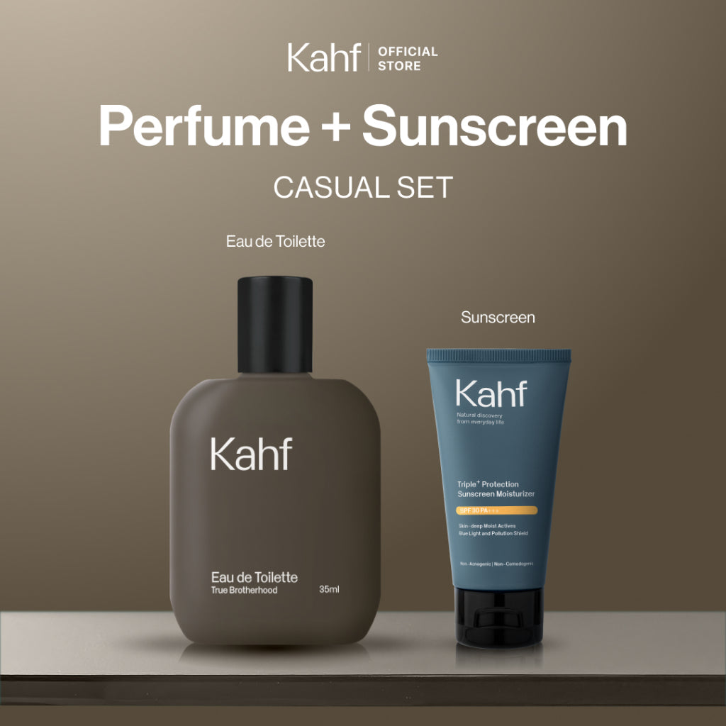 [KAHF BUNDLE 2IN1 PAKET PERAWATAN DAILY USE ESSENTIALS : TETAP TERLINDUNGI & WANGI SEHARIAN] Paket Personal Care (Sunscreen Moisturizer + Eau de Toilette) - Suitable for Daily Use