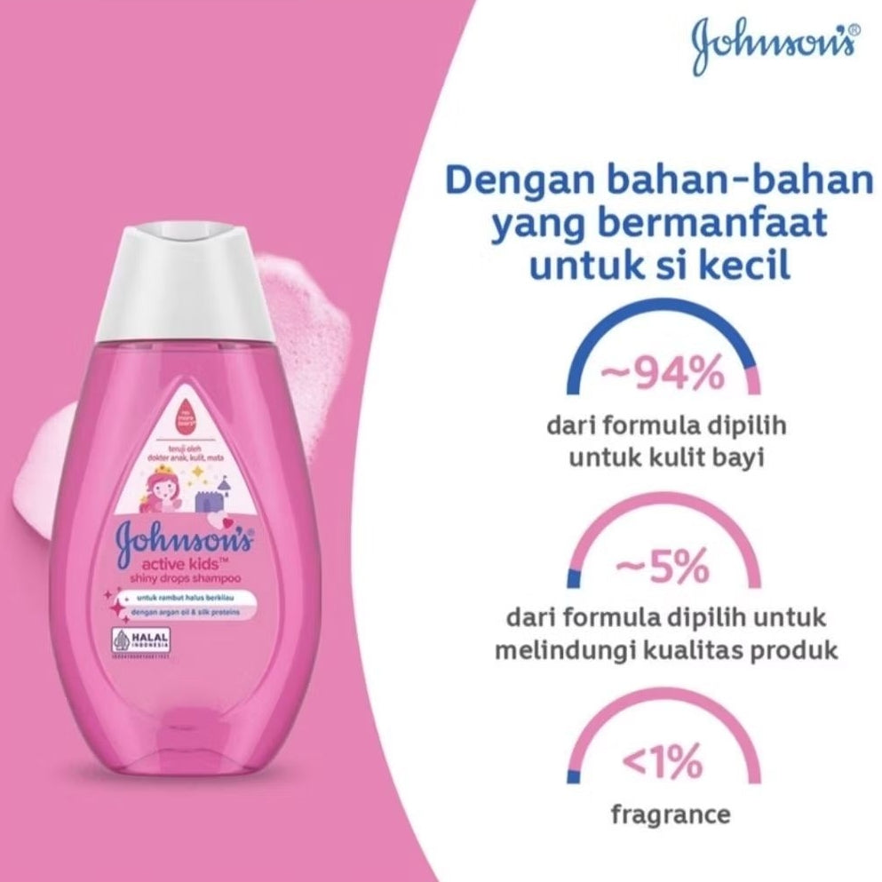 Johnson's Active Kids Sampo Anak Shiny Drops Botol 100 ml
