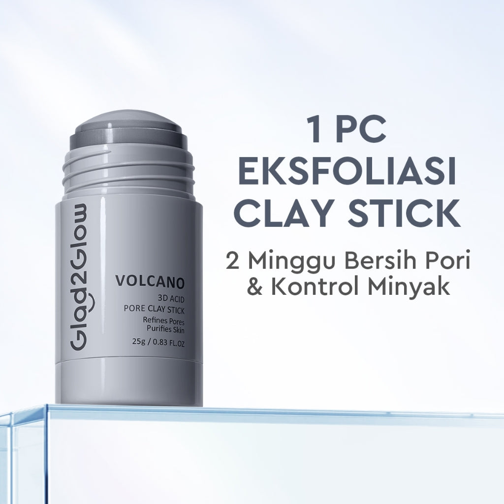 Glad2Glow Volcano 3D Acid Pore Clay Stick Masker Wajah Clay Masker Stik Deep Cleansing Pori Pori Masker Komedo Dan Pori Pori Wajah Pembersih Komedo clay Masker Masker Organik Masker Jerawat Sheetmask Masker Glad2Glow Clay Mask Masker G2Glow Official Store