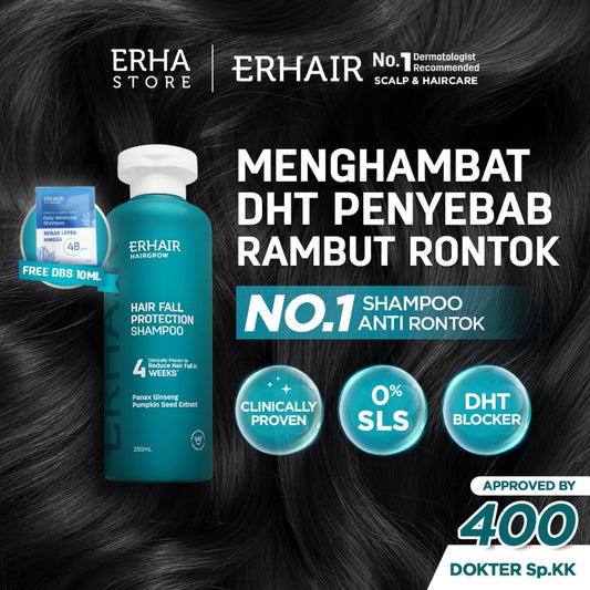 [BEST SELLER SHAMPOO HAIR FALL] ERHAIR HairGrow Shampoo NON SLS 250ml | Hair Shampoo | Sampo Rambut | Mengatasi rambut rontok kebotakan  | Panax Ginseng & Pumpkin Seed | DHT Blocker