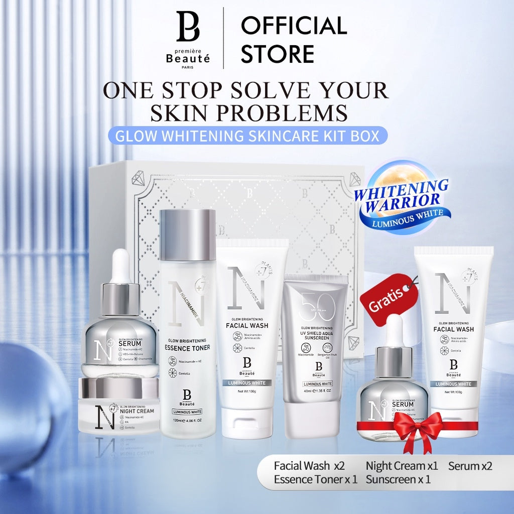 [New Year Gift] PREMIERE BEAUTE Glow Whitening Series Gift Box All Skincare Produk Packet Skincare Series Serum Essence Toner Facial Wash Night Cream Luminous White BPOM