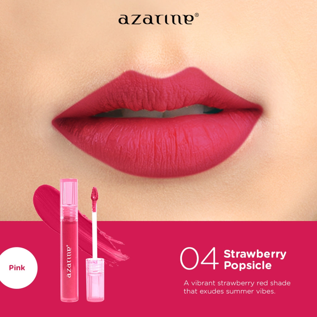 [FLASH SALE] Azarine - 04. Strawberry Popsicle - Velvety Lippie Cream Lightweight Lip Velvet Lip Matte 3.2 ml