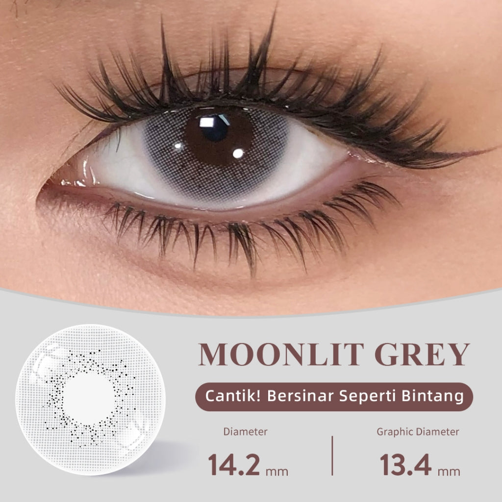 [Fuji Favorite] Lilmoon Softlens Kualitas Jepang softlens minus (0 sd -8.50) Moonlit Grey Color Lensa minus/natural contact softlens/softlens warna/Lensa kontak