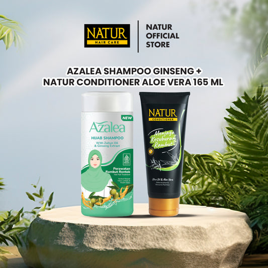 Azalea Hijab Shampoo 180 ML & Natur Conditioner 165 ml - Paket Perawatan Rambut Lepek Rontok