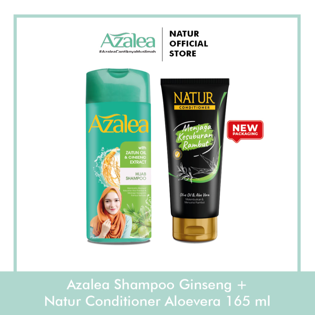 Azalea Hijab Shampoo 180 ML & Natur Conditioner 165 ml - Paket Perawatan Rambut Lepek Rontok