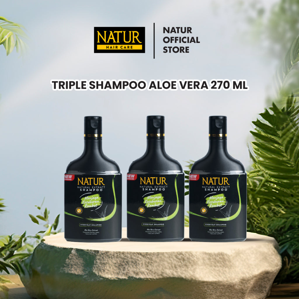 Triple Natur Shampoo Aloe Vera 270 ml - Paket Sampo Menebalkan Rambut 3 pcs