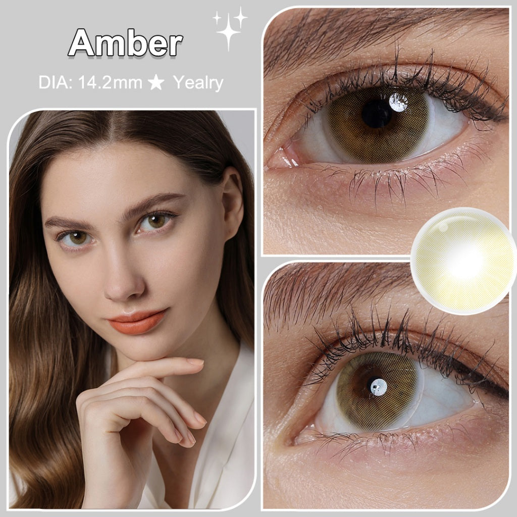 [0.00 s/d -8.00]Softlens Minus Queen Amber Lensa Kontak Warna DIA14.2MM Hidrocor Soflen 1Pasang 6Bulan