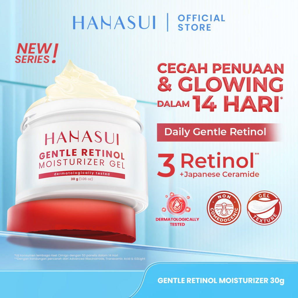 [NEW] HANASUI Gentle Retinol Moisturizer Gel 30g - Pelembab Gel Lembap & Cegah Tanda Penuaan Dini - 3 Retinol Complex - Encapsulated Retinol & HPR