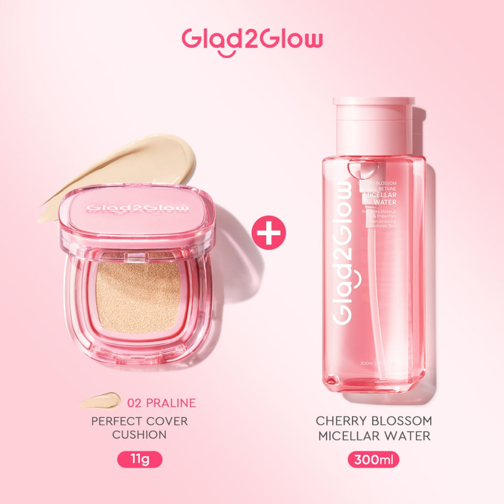 [ORDER NOW, HEMAT 35K]Glad2Glow Perfect Blurring Powder Foundation&Perfect Cover Cushion foundation  Setting waterproof Concealer Oil-Control matte Sweatproof Finish Poreless Highlighting Contouring Refill two way cake BB CC makeup g2glow official store