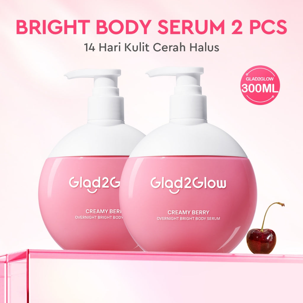 Glad2Glow Bright & Moist Body Serum Series | Body Cream Body Lotion Brighten Moist & Smooth Pemutih Badan Body Serum Glow & Peeling Menghidrasi Kulit Mencerahkan Dan Pemutih Tubuh Atasi Belang Brighty Care Whiten Handbody ohbt Lotion g2g official store