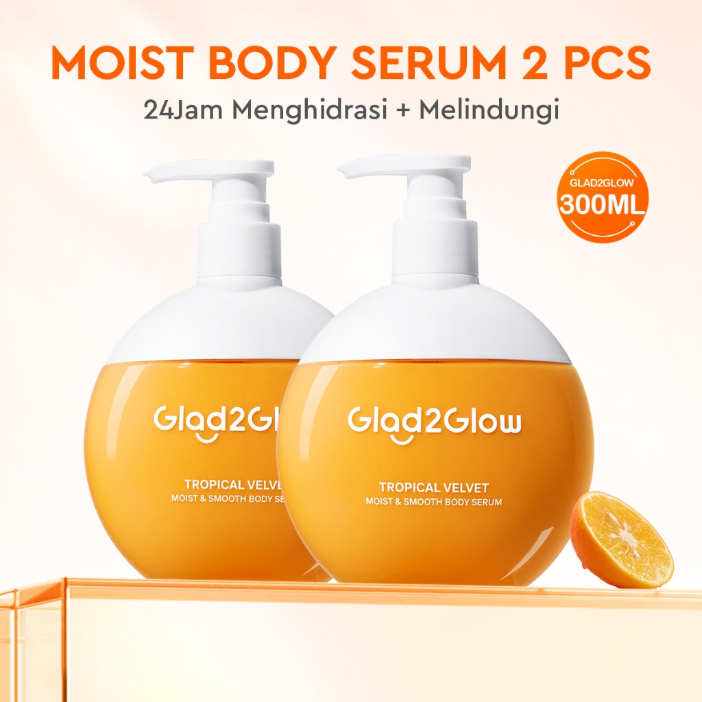 Glad2Glow Bright & Moist Body Serum Series | Body Cream Body Lotion Brighten Moist & Smooth Pemutih Badan Body Serum Glow & Peeling Menghidrasi Kulit Mencerahkan Dan Pemutih Tubuh Atasi Belang Brighty Care Whiten Handbody ohbt Lotion g2g official store
