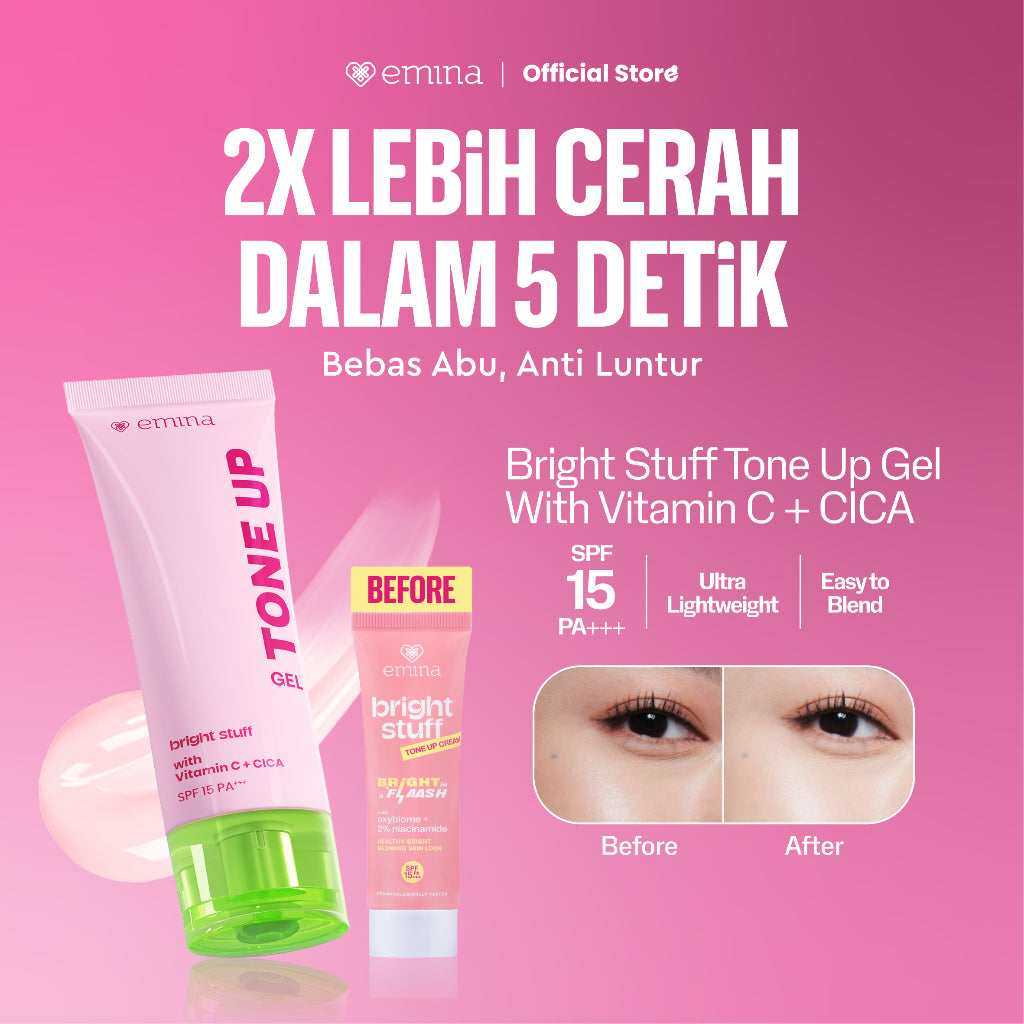 Emina Bright Stuff Refresh Package - Loose Powder, Tone Up Cream Instant Brightening, Mencerahkan, Glowing