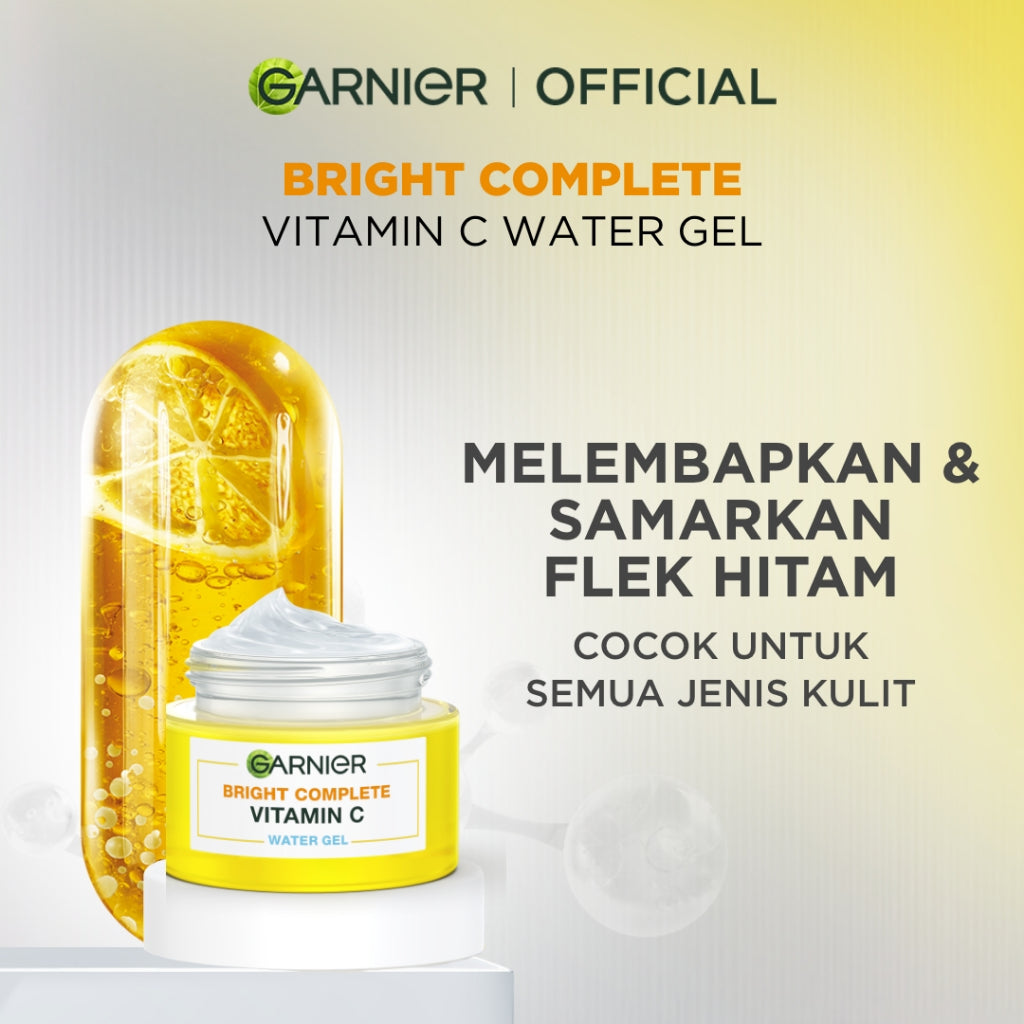 GARNIER Bright Complete Vitamin C Ceramide Barrier Moisturizer Gel 50ml - Water Gel Skincare Pelembab Ringan untuk mencerahkan tone up pelembab wajah cream pemutih wajah glowing cepat