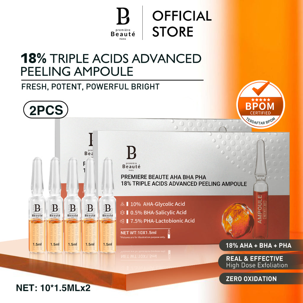 PREMIERE BEAUTE [NEW LAUNCH] [DAPAT 2] AHA BHA PHA 18% Triple Acids Advanced Peeling Ampoule REAL & EFFECTIVE High Dose Exfoliation ZERO OXIDATION Pore Refining