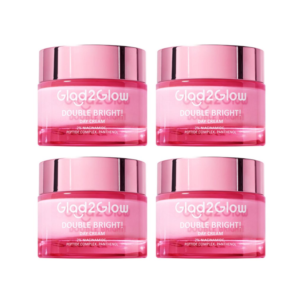 Glad2Glow Double Bright Day Cream tone up cerah Niacinamide Moisturizer brightening wajah cream pemutih wajah day cream Night Cream whitening cream skincare glowing BB cream Mencerahkan warna kulit halus g2glow official store