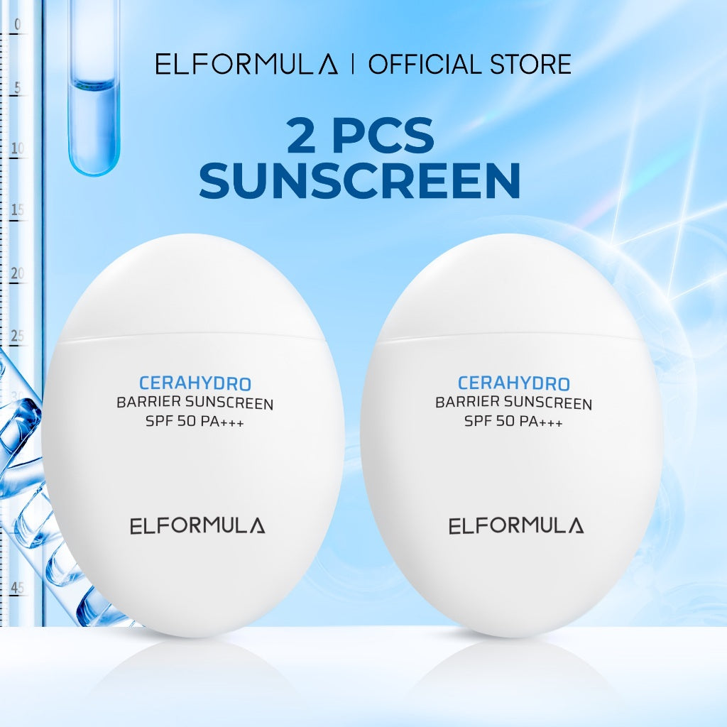 ELFORMULA Intensive CeraHydro Barrier Repair Sunscreen SPF 50+++ - Sunblock Sun Screen Sunscreen Wajah Tabir Surya Cepat Menyerap Melindungi Kulit Sensitive Sensitif Normal Berminyak dari Sinar UVA UVB Protection Minim Whitecast No Comedogenic Oil Control