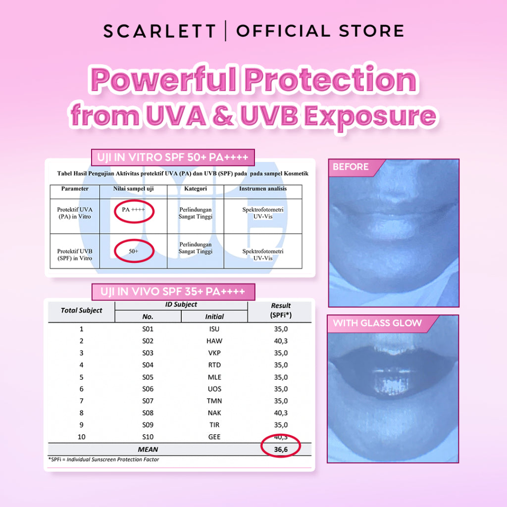 [IN VITRO SPF 50+ PA++++] SCARLETT GLASS GLOW TINTED LIP BALM - Moisturizing & hydrating, natural lip color, plumpy lips, cover bibir gelap, mencerahkan bibir | anti bibir kering dan gelap