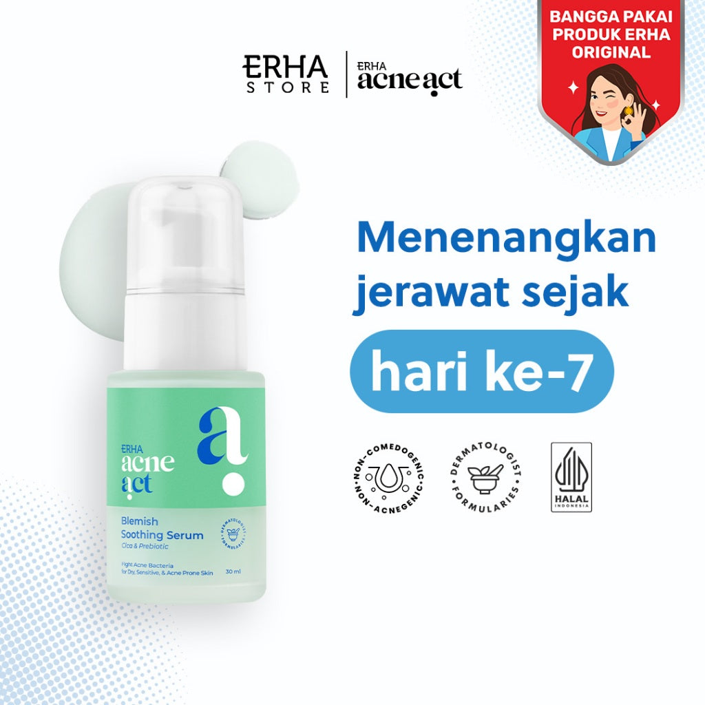 ERHA Acneact Blemish Soothing Serum 30 ml - Serum untuk Kulit Kering Berjerawat | Cica | Prebiotic