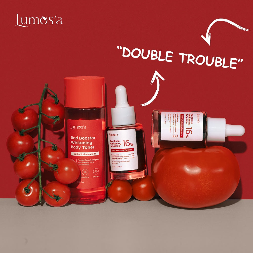 [BUNDLE 4] Lumos'a Red Dose Whitening Ampoule 30ml + Red Booster Whitening Body Toner 110ml