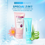 [ ] Cleora Whitening Bundle - Red Saviour Exfoliasi Peeling Solution Serum + Hydro Boost Cleansing Gel Face Wash Sabun Muka Pelambab Facial Wajah Skincare Pria Wanita Acne Brightening Mencerahkan Sel Kulit Mati Scincare Eksfoliasi Niacinamide