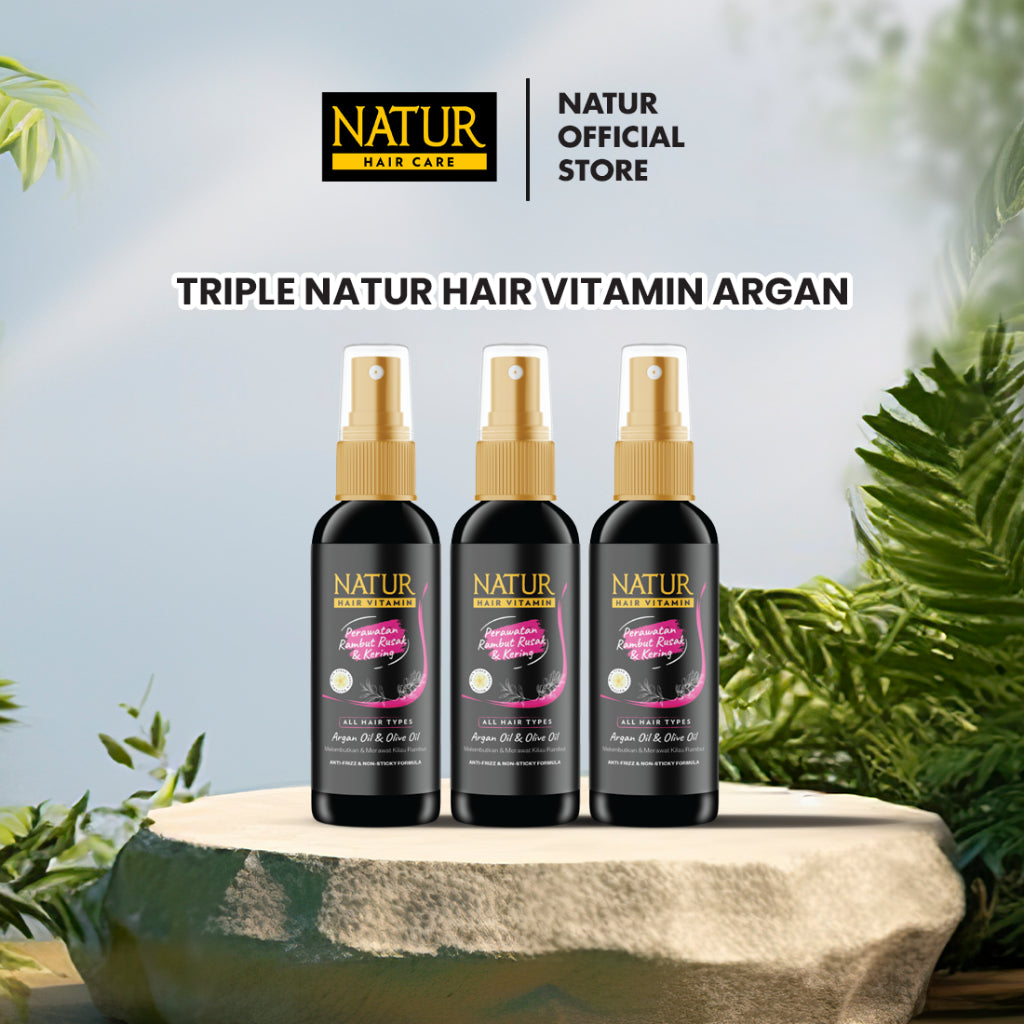Triple Natur Hair Vitamin Argan Oil 80 ml - Paket Vitamin Rambut Melembabkan 3pcs