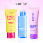 SCORA Bright Me Up Sunscreen 40 Gr + SCORA Gentle and Soothe Micellar Cleansing Water 100ML + SCORA Gentle Low pH Cleanser 100ml