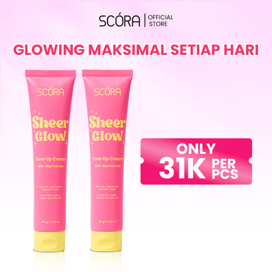 [Hero] PAKET DOUBLE CERAH EFFORTLESS-SCORA Sheer Glow Tone Up Cream 30gr 2pcs