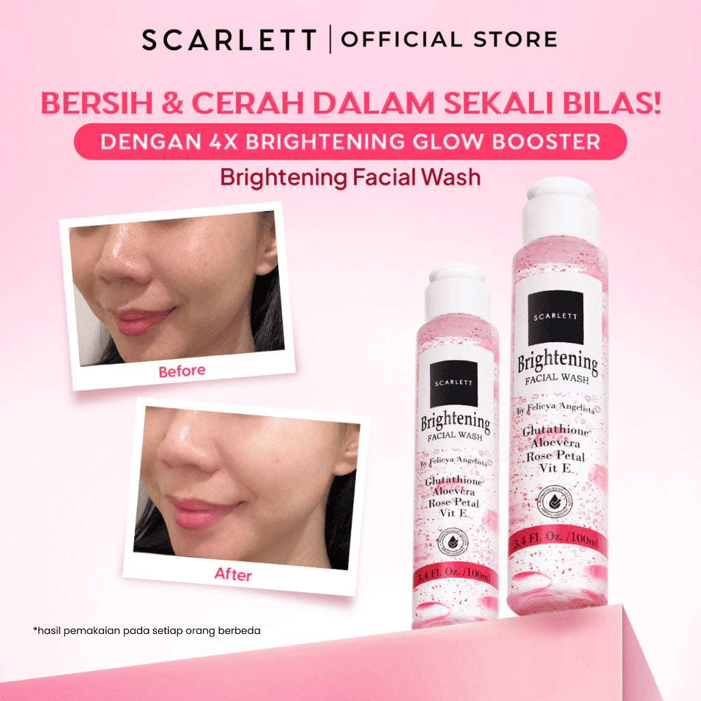 SCARLETT Brightening Facial Wash Untuk Semua Jenis Kulit Membantu untuk Mencerahkan dan Membersihkan Dalam Sekali Bilas dengan Niacinamide Kojic Acid Vitamin E