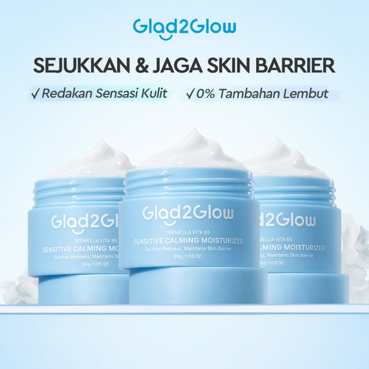 GLAD2GLOW Tremella Vita B5 Sensitive Calming Moisturizer | Gel Day & Night Cream Skincare g2g Pelembab Wajah Pemutih Wajah Mencerahkan g2glow official store