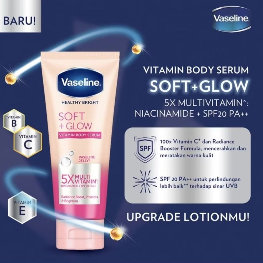 Vaseline Healthy Bright Soft + Glow Serum Pelembap Tubuh SPF 20 180 ml